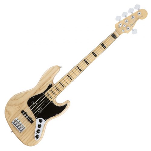 Fender American Elite Jazz Bass V 5-String Bass Guitar, Natural 1