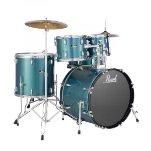 Pearl Drum Set 5 Pcs Roadshow W Stands & Cymbals Aqua Blue Glitter RS525SCC 703