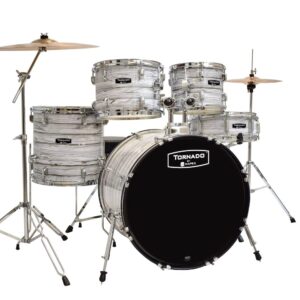 Mapex Tornado 5 pcs with Hardware Throne & Cymbals White Wood Grain TND5294FTCFI Drum Set