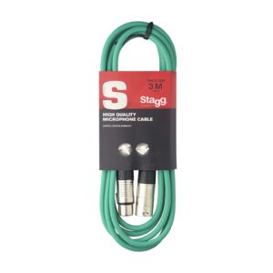 Stagg Microphone Cable XLR Male to XLR Female 3m (10 Feet) Green SMC3 CGR