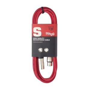 Stagg Microphone Cable XLR Male to XLR Female 3m (10 Feet) -Red SMC3 CRD