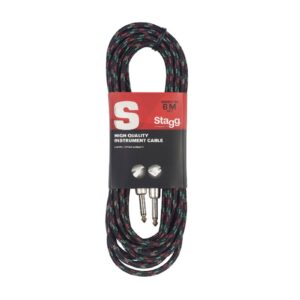 Stagg SGC6VT Instrument Cable Jack to Jack Vintage Tweed 6m (20 Feet) Black
