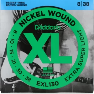 D'Addario EXL130 XL Nickel Wound Electric Guitar Strings - .008-.038 Extra Super Light