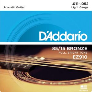 D’ADDARIO EZ910 85/15 BRONZE ACOUSTIC GUITAR STRINGS, LIGHT, 11-52 GAUGE