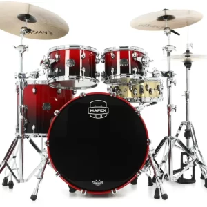 Mapex SR529XRQ ,Drum Set, Saturn, 4 pcs Hybrid (No Snare), SHELL PACK Scarlet Fade