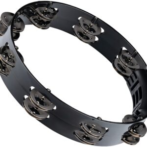 Meinl HTT10BK, Tambourine, Headliner Series, Plastic, Stainless Steel Jingles, 2 Rows 10" Black