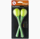 Stagg EGG MA , Egg Maracas, Plastic L/1 1/4oz Green L/GR (Pair)